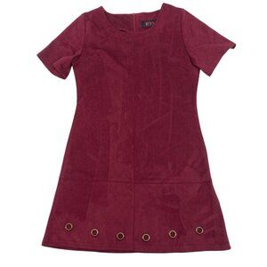 WFFS Women's Size M Faux Suede Maroon Dress Shift